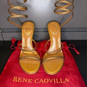 Rene Caovilla Bronze Spiral Heels